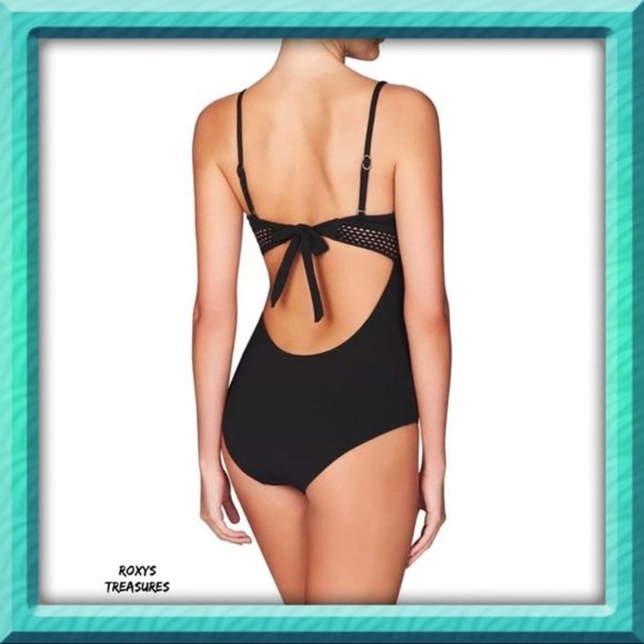 Heidi Klum Intimates Womens Jasmine Lace Inset Convertible One-Piece Swimsuit - Picture 2 of 2